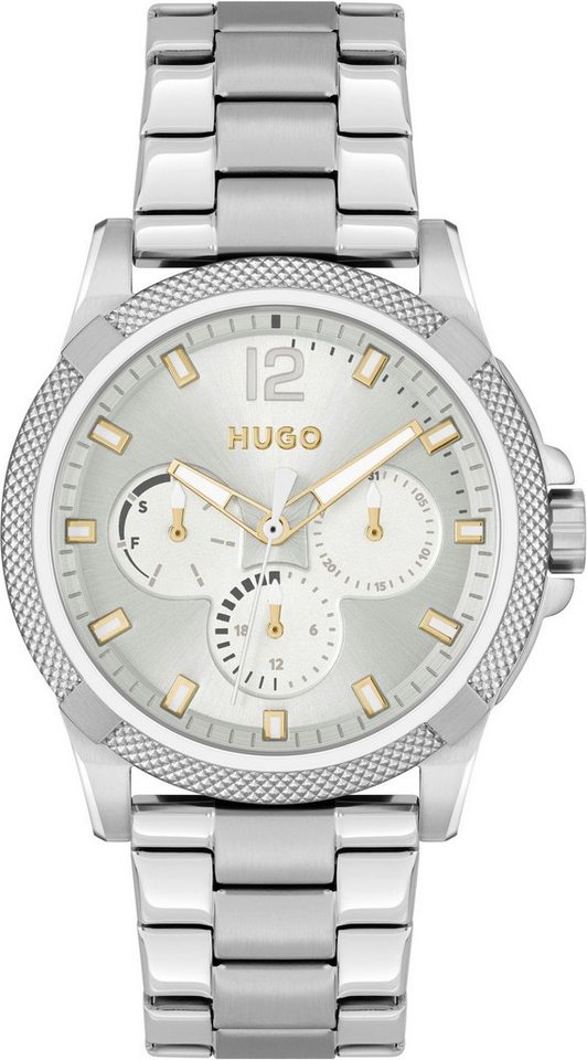 HUGO Multifunktionsuhr #IMPRESS - FOR HER 1540138, Quarzuhr, Armbanduhr, Damenuhr, Herrenuhr, Edelstahlarmband von HUGO