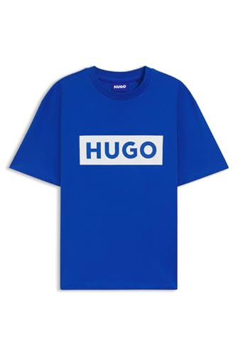 HUGO Herren Nico T-Shirt aus Baumwoll-Jersey mit blauem Logo-Print Hellblau XL von HUGO