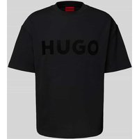 HUGO Oversized T-Shirt mit Label-Print Modell 'Dinkee' in Black, Größe M von HUGO