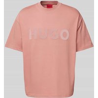 HUGO Oversized T-Shirt mit Label-Print Modell 'Dinkee' in Lachs, Größe L von HUGO