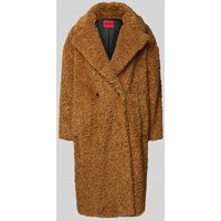 HUGO Oversized Webpelzmantel mit Reverskragen Modell 'MALITE_1' in Cognac, Größe 38 von HUGO