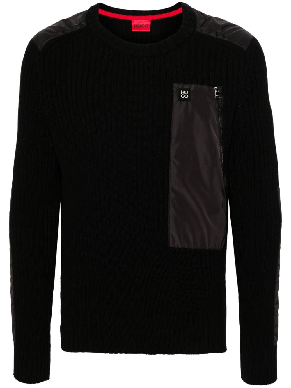 HUGO Pullover mit Logo-Applikation - Schwarz von HUGO