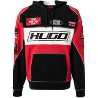 HUGO Herren Hoodie rot Baumwolle Logo und Motiv von HUGO