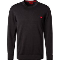 HUGO Herren Pullover schwarz Baumwolle unifarben von HUGO