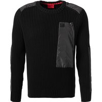 HUGO Herren Pullover schwarz Baumwolle unifarben von HUGO