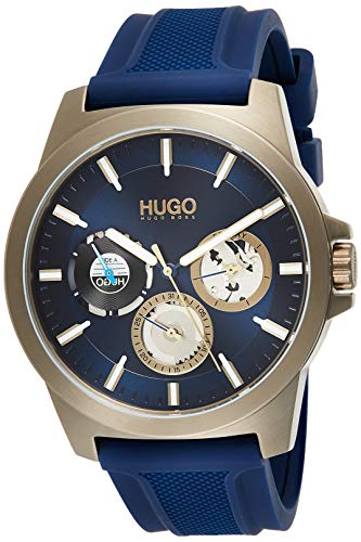 HUGO Multi Zifferblatt Quarz Uhr für Herren mit Blaues Silikonarmband - 1530130 von HUGO