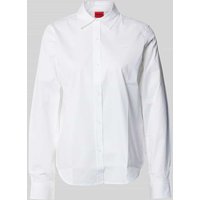 HUGO Regular Fit Bluse mit Label-Stitching in Weiss, Größe 36 von HUGO