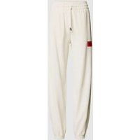 HUGO Regular Fit Hose aus Samt mit Label-Patch in Offwhite, Größe L von HUGO