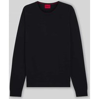 HUGO Regular Fit Strickpullover aus Merinowolle Modell 'SAN CEDRIC' in Marine, Größe XXL von HUGO