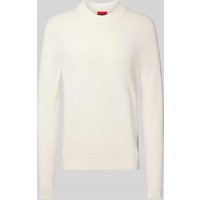 HUGO Regular Fit Strickpullover aus Viskose-Mix Modell 'SAN MARC' in Offwhite, Größe M von HUGO