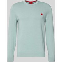 HUGO Regular Fit Strickpullover aus reiner Baumwolle Modell 'SAN CASSIUS' in Mint, Größe L von HUGO
