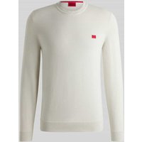HUGO Regular Fit Strickpullover aus reiner Baumwolle Modell 'SAN CASSIUS' in Offwhite, Größe XL von HUGO