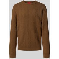 HUGO Regular Fit Strickpullover aus reiner Baumwolle Modell 'SIMO' in Mittelbraun, Größe XL von HUGO