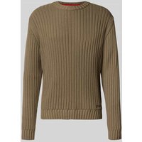 HUGO Regular Fit Strickpullover aus reiner Baumwolle Modell 'SRIBBEN_1' in Mittelgrau, Größe S von HUGO