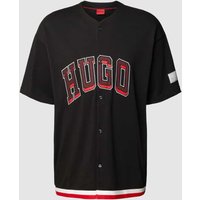 HUGO Relaxed Fit Freizeithemd mit 1/2-Arm Modell 'Danome' in Black, Größe M von HUGO