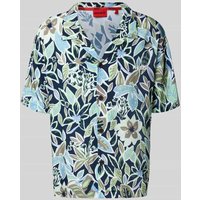 HUGO Relaxed Fit Freizeithemd mit 1/2-Arm in Blau, Größe XXL von HUGO
