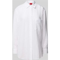 HUGO Relaxed Fit Hemdbluse in Crinkle-Optik Modell 'Elodina' in Weiss, Größe 32 von HUGO