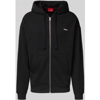 HUGO Relaxed Fit Sweatjacke aus reiner Baumwolle Modell 'DAPOZIP' in Black, Größe XL von HUGO