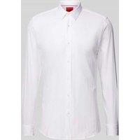 HUGO Slim Fit Business-Hemd mit Strukturmuster Modell 'Elisha' in Weiss, Größe 41 von HUGO
