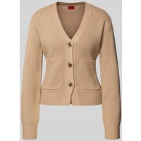 HUGO Slim Fit Strickjacke aus Schurwoll-Mix Modell 'SELOSINA' in Sand, Größe XS HUGO Slim Fit Strickjacke aus Schurwoll-Mix Modell 'SELOSINA' in Sand, Größe XS von HUGO