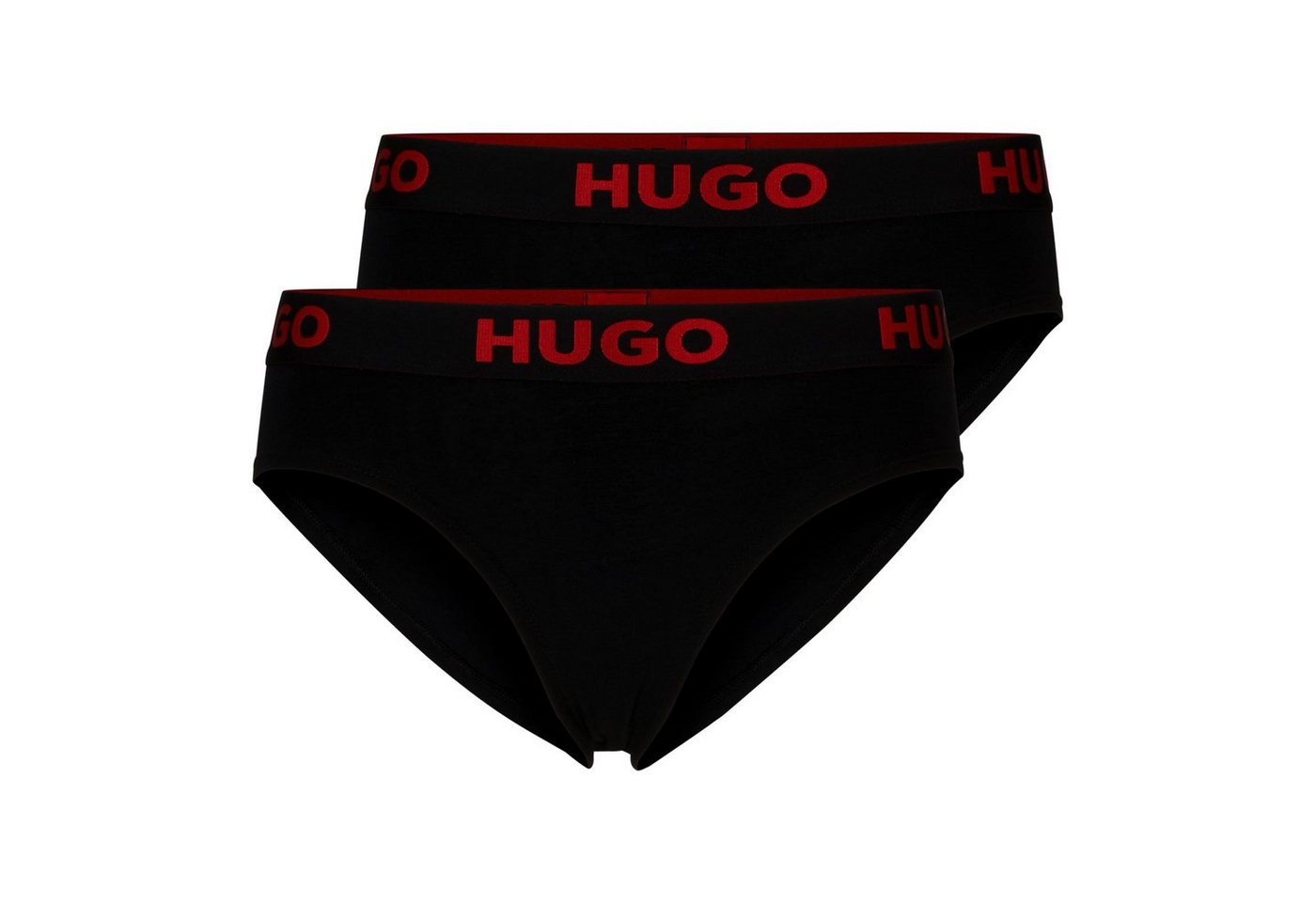 HUGO Slip Brief Sporty Logo (2-St., 2er Set unifarbene Slips) mit elastischem Logobund von HUGO