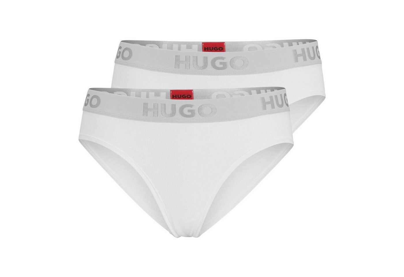 HUGO Slip Brief Sporty Logo (2-St., 2er Set unifarbene Slips) mit elastischem Logobund von HUGO