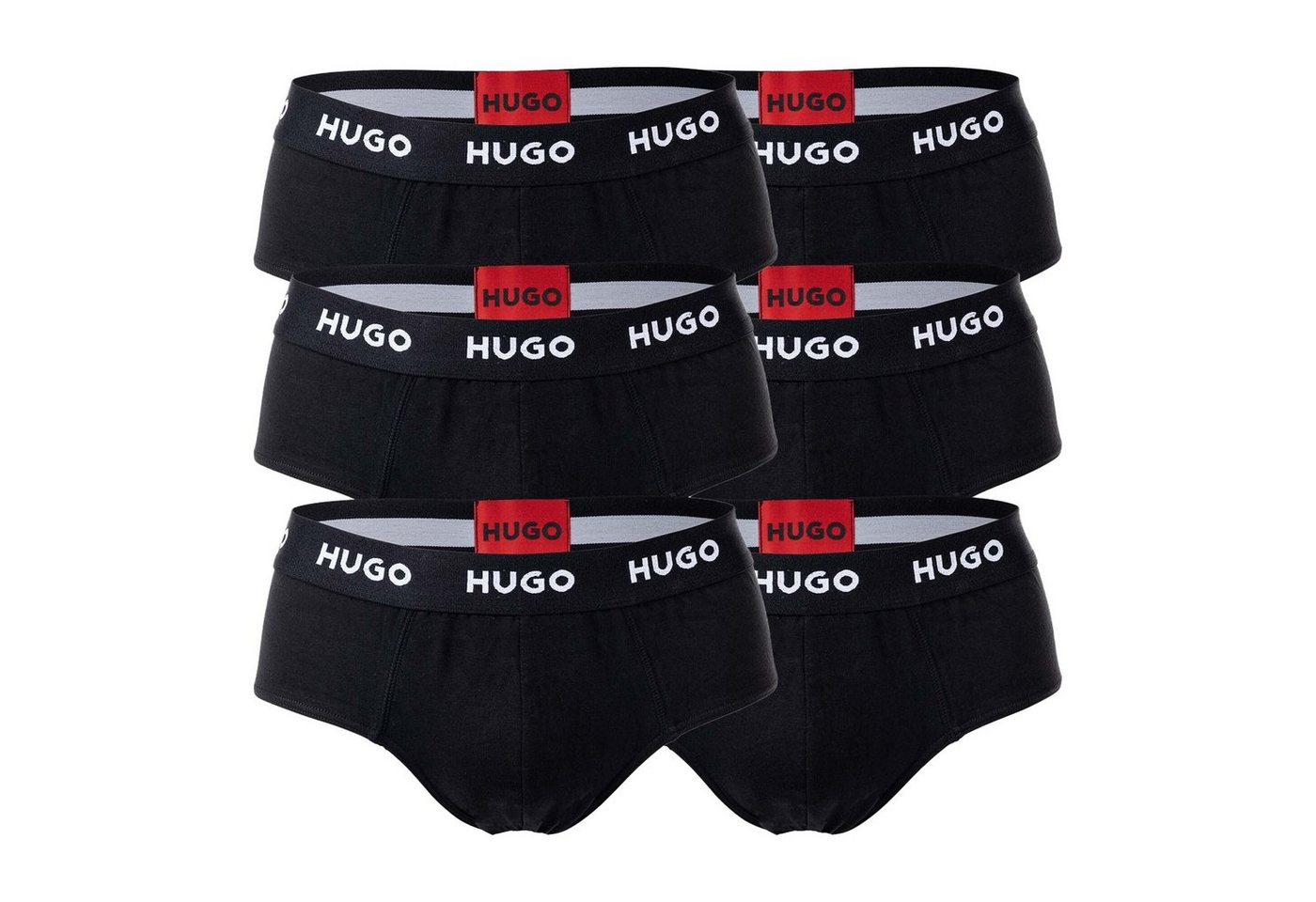 HUGO Slip Herren Slips, 6er Pack - Hip Briefs, Logo, Cotton von HUGO