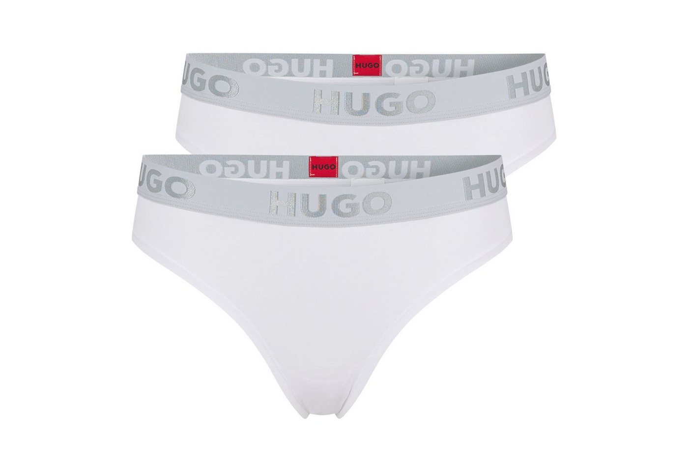 HUGO Slip Thong Sporty Logo (2-St., 2er Set unifarbene Slips) mit elastischem Logobund von HUGO