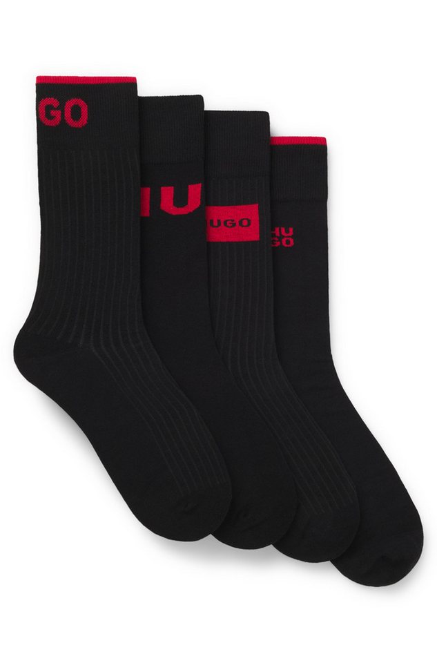 HUGO Socken (4-Paar) Herren-Socken, Logo, Baumwollmischung, Komfort von HUGO
