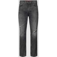 HUGO Straight Leg Jeans im Destroyed-Look Modell 'HUGO 634' in Anthrazit, Größe 33/34 von HUGO