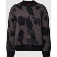 HUGO Strickpullover mit Allover-Muster Modell 'Sattiner' in Anthrazit, Größe L von HUGO