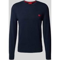 HUGO Strickpullover mit Rundhalsausschnitt Modell 'San Cassius' in Marine, Größe M von HUGO