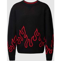 HUGO Strickpullover mit Rundhalsausschnitt Modell 'Sfire' in Black, Größe L von HUGO