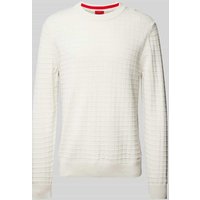 HUGO Strickpullover mit Strukturmuster Modell 'Scoult' in Offwhite, Größe XL von HUGO