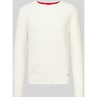 HUGO Strickpullover mit Strukturmuster Modell 'Stubon' in Offwhite, Größe XL von HUGO