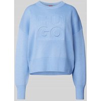 HUGO Strickpullover mit überschnittenen Schultern Modell 'Sisminye' in Hellblau, Größe L von HUGO