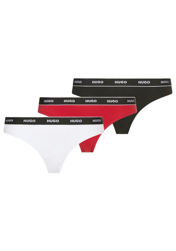 HUGO String TRIPLET THONG STRIPE elastischer Bund mit Logo, enganliegend von HUGO