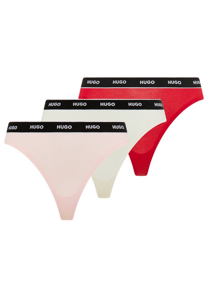 HUGO String TRIPLET THONG STRIPE elastischer Bund mit Logo, enganliegend von HUGO