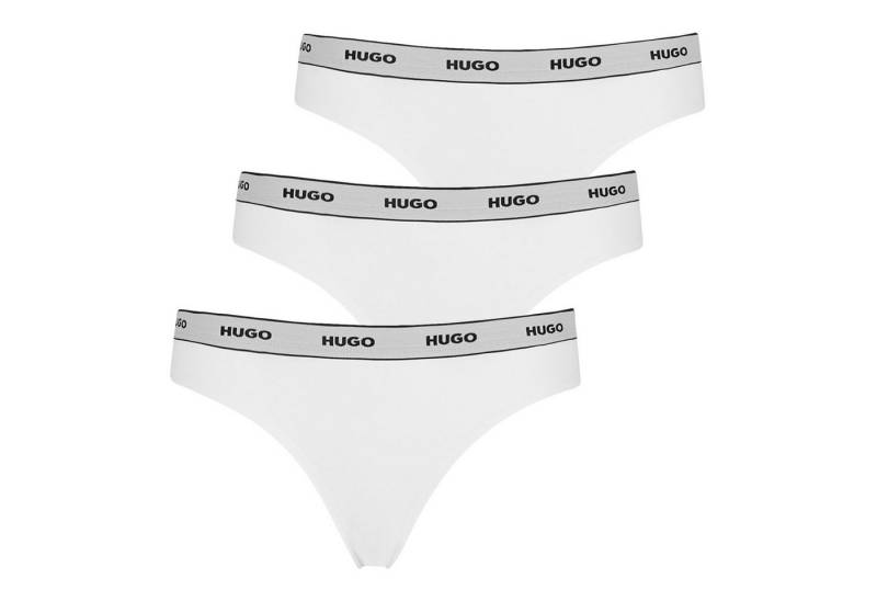 HUGO String Thong Stripe (3-St) mit umlaufenden Markenschriftzug von HUGO