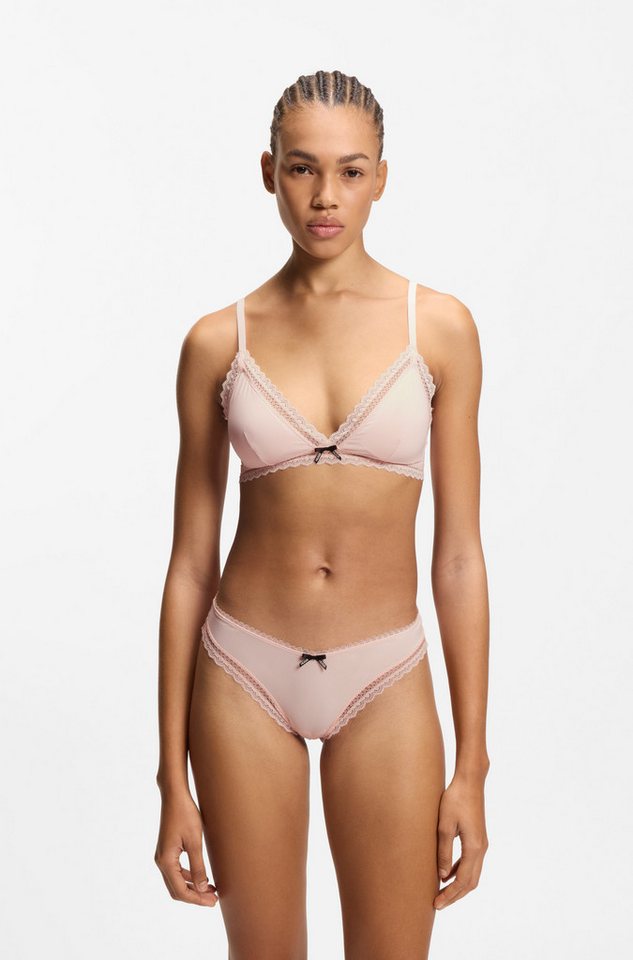 HUGO String elegante Spitzenbesätze, Logo-Schleife, mittlere Bundhöhe von HUGO