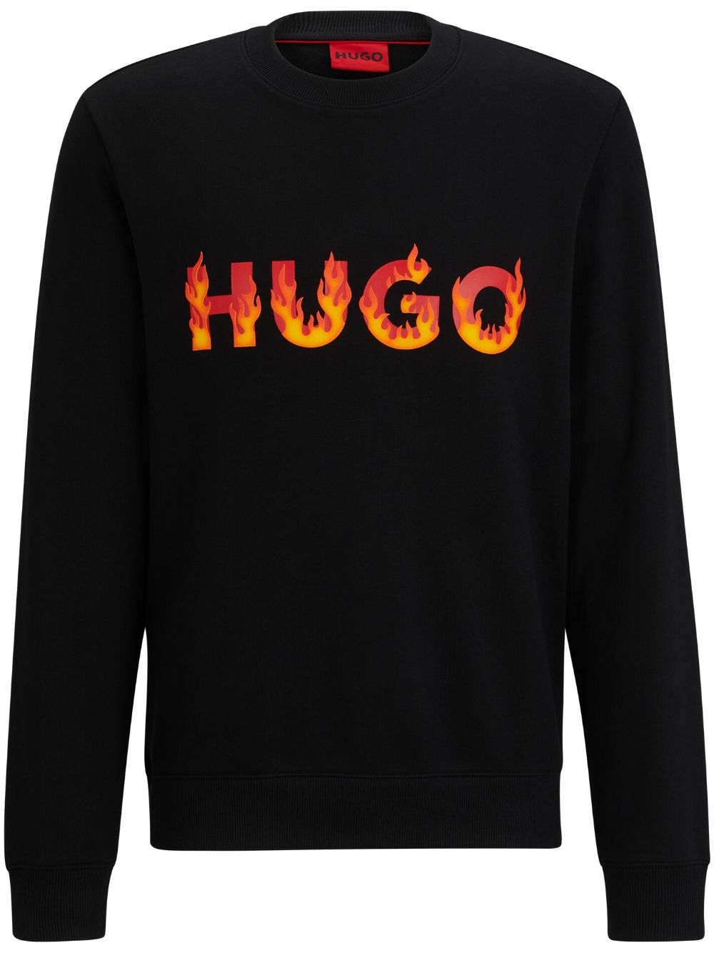 HUGO Sweatshirt mit Flammen-Logo-Print - Schwarz von HUGO