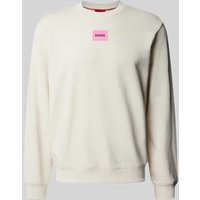 HUGO Sweatshirt mit Label-Patch in Offwhite, Größe L von HUGO