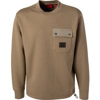 HUGO Herren Sweatshirt braun Baumwolle unifarben von HUGO