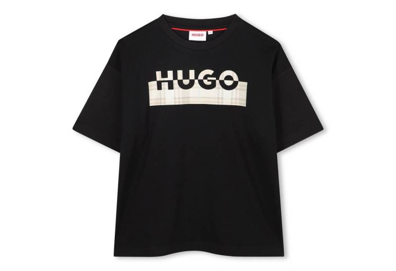 HUGO T-Shirt HUGO Kids T-Shirt Schwarz Kurzarm mit Split-Logo von HUGO