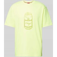 HUGO T-Shirt mit Label-Detail Modell 'Deondrin' in Neon Gelb, Größe L von HUGO