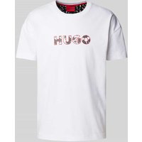 HUGO T-Shirt mit Label-Print Modell 'Camo' in Weiss, Größe XXL von HUGO
