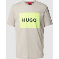 HUGO T-Shirt mit Label-Print Modell 'DULIVE' in Stein, Größe S von HUGO