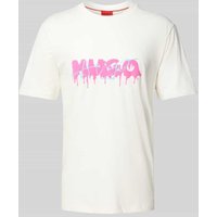 HUGO T-Shirt mit Label-Print Modell 'Dacation' in Offwhite, Größe L von HUGO