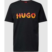 HUGO T-Shirt mit Label-Print Modell 'Danda' in Black, Größe XXL von HUGO