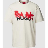 HUGO T-Shirt mit Label-Print Modell 'Dinricko' in Offwhite, Größe XXL von HUGO